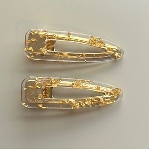 Clear Acrylic Hair Clips W/ Gold Leaf